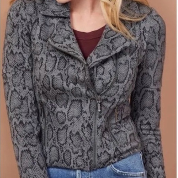 lemon tart Jackets & Blazers - Lemon tart snake print Moto jacket. Sz l